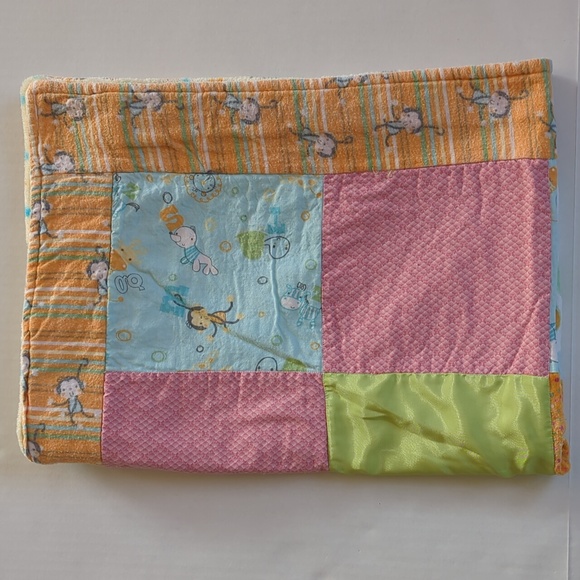 Handmade Patchwork Flannel Reversible Baby Blanket - Picture 2 of 16